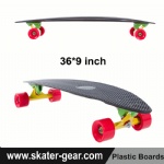 36*9 inch Pintail plastic Cruiser longboard Black