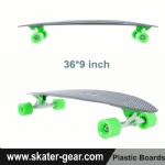 36*9 inch Pintail plastic Cruiser longboard Black